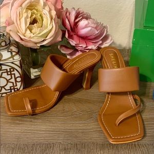 Light Brown Slip on Heel Sandals Size EUR 41